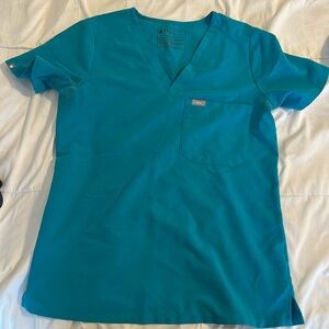 Figs teal scrub top